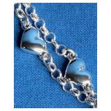 Silvertone Heart Charm Bracelet