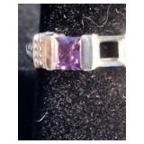 Sterling Silver 4-Stone Square Simulated Ring - Size 8