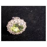Rhodium Over Sterling Silver 8mm x 6mm Genuine Peridot and White Topaz Oval Stud Earrings