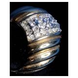 18 KT GE and Crystals Ring - Size 6.75