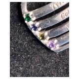 Sterling Silver Family Simulated Birthstone Name Heart Pendant