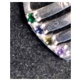 Sterling Silver Family Simulated Birthstone Name Heart Pendant