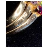 18K Gold Over Sterling Silver Personalized Lab-Created Stones - Size 9