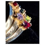 18K Gold Over Sterling Silver Personalized Lab-Created Stones - Size 9