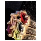 18K Gold Over Sterling Silver Personalized Lab-Created Stones - Size 9