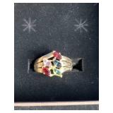 18K Gold Over Sterling Silver Personalized Lab-Created Stones - Size 9