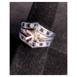 Rhodium Over Sterling Silver Lab-Created Blue Sapphire 3-Pc. Ring Set - Size 8
