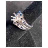 Rhodium Over Sterling Silver Lab-Created Blue Sapphire 3-Pc. Ring Set - Size 8
