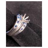 Rhodium Over Sterling Silver Lab-Created Blue Sapphire 3-Pc. Ring Set - Size 8
