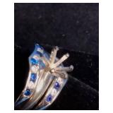 Rhodium Over Sterling Silver Lab-Created Blue Sapphire 3-Pc. Ring Set - Size 8