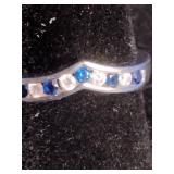 Rhodium Over Sterling Silver Lab-Created Blue Sapphire 3-Pc. Ring Set - Size 8
