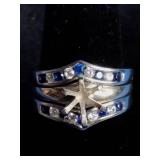 Rhodium Over Sterling Silver Lab-Created Blue Sapphire 3-Pc. Ring Set - Size 8