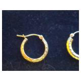 14K Yellow Gold Diamond-Cut 16mm Round Hoop Earrings