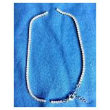 Rhodium Over Sterling Silver 2mm CZ Tennis Ankle Bracelet