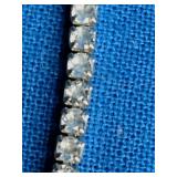 Rhodium Over Sterling Silver 2mm CZ Tennis Ankle Bracelet