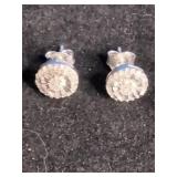 Rhodium Over Sterling Sliver Diamond Earrings