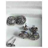 Rhodium Over Sterling Sliver Diamond Earrings