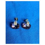 X & O Gold Plated Cushion Cut Earring with Antique Pink Stones