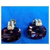 X & O Gold Plated Cushion Cut Earring with Antique Pink Stones