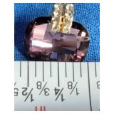 X & O Gold Plated Cushion Cut Earring with Antique Pink Stones