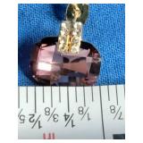X & O Gold Plated Cushion Cut Earring with Antique Pink Stones