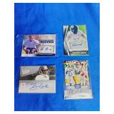 4 Autographed Football Cards