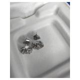 Rhodium Over Sterling Sliver Diamond Earrings