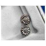 Rhodium Over Sterling Sliver Diamond Earrings
