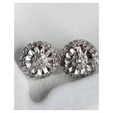 Rhodium Over Sterling Sliver Diamond Earrings