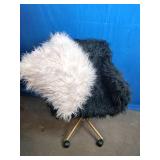 Black Modern Faux Fur Home Office Chair and Pillow