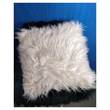 Black Modern Faux Fur Home Office Chair and Pillow