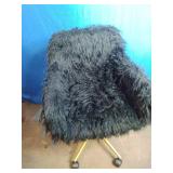 Black Modern Faux Fur Home Office Chair and Pillow