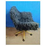 Black Modern Faux Fur Home Office Chair and Pillow