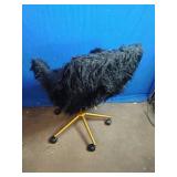 Black Modern Faux Fur Home Office Chair and Pillow