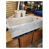 Large Porcelain Sink (584039) With Two Legs, Stamped with Date 12 - 29 - 44