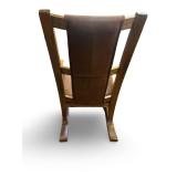 Antique Mission Style Wooden Rocking Chair with Leather Seat