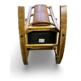 Antique Mission Style Wooden Rocking Chair with Leather Seat