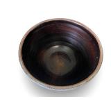 Commemorative Stoneware Pottery Bowl with Decorative Rim and Floral Design