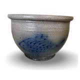 Redwing Pottery Stoneware Bowl with Blue Fish Design