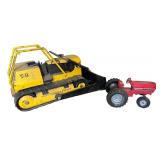 Vintage Tonka T-9 Mighty Dozer and International Tractor Toy Vehicles