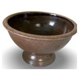Beautiful Brown Stoneware Pedestal Bowl