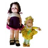 Vintage Sew Easy Toy Sewing Machine, Cabbage Patch Kids Carrier, and Dolls Set