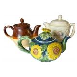 Set of 3 Vintage Ceramic Teapots Assorted Designs