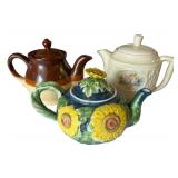 Set of 3 Vintage Ceramic Teapots Assorted Designs