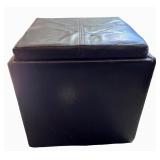 Brown Faux Leather Storage Ottoman Cube