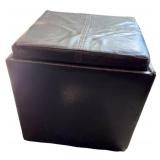 Brown Faux Leather Storage Ottoman Cube