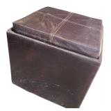 Brown Faux Leather Storage Ottoman Cube