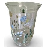 Hand-Painted Glass Vase with Floral and Insect Motif