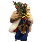 Set of 4 Santa Claus Christmas Figurines with Gifts and Holiday Details