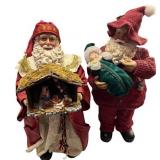 Set of 2 Possible Dreams Clothtique Santa Figurines with Original Boxes